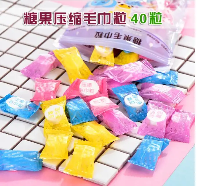 

40pcs/pack Outdoor Travel Magic Compressed Cotton Disposable Towel Tablet Capsules Cloth Wipes Paper Tissue Mask