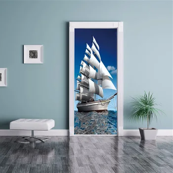 

2 pcs/set Sailing Voyage Wall Door Stickers DIY Door Poster Bedroom Home Decor Poster PVC Waterproof Door Wallpaper ZB43
