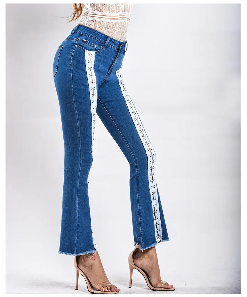 New wide-leg webbed jeans women's trousers (12)
