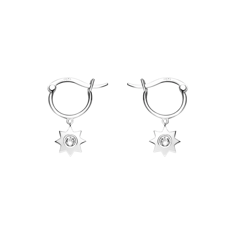 

LEKANI 2019 Eight-pointed Star Earrings 925 Sterling Silver Earrings Crystals from Swarovski Stud Earrings Women Charm Jewelry
