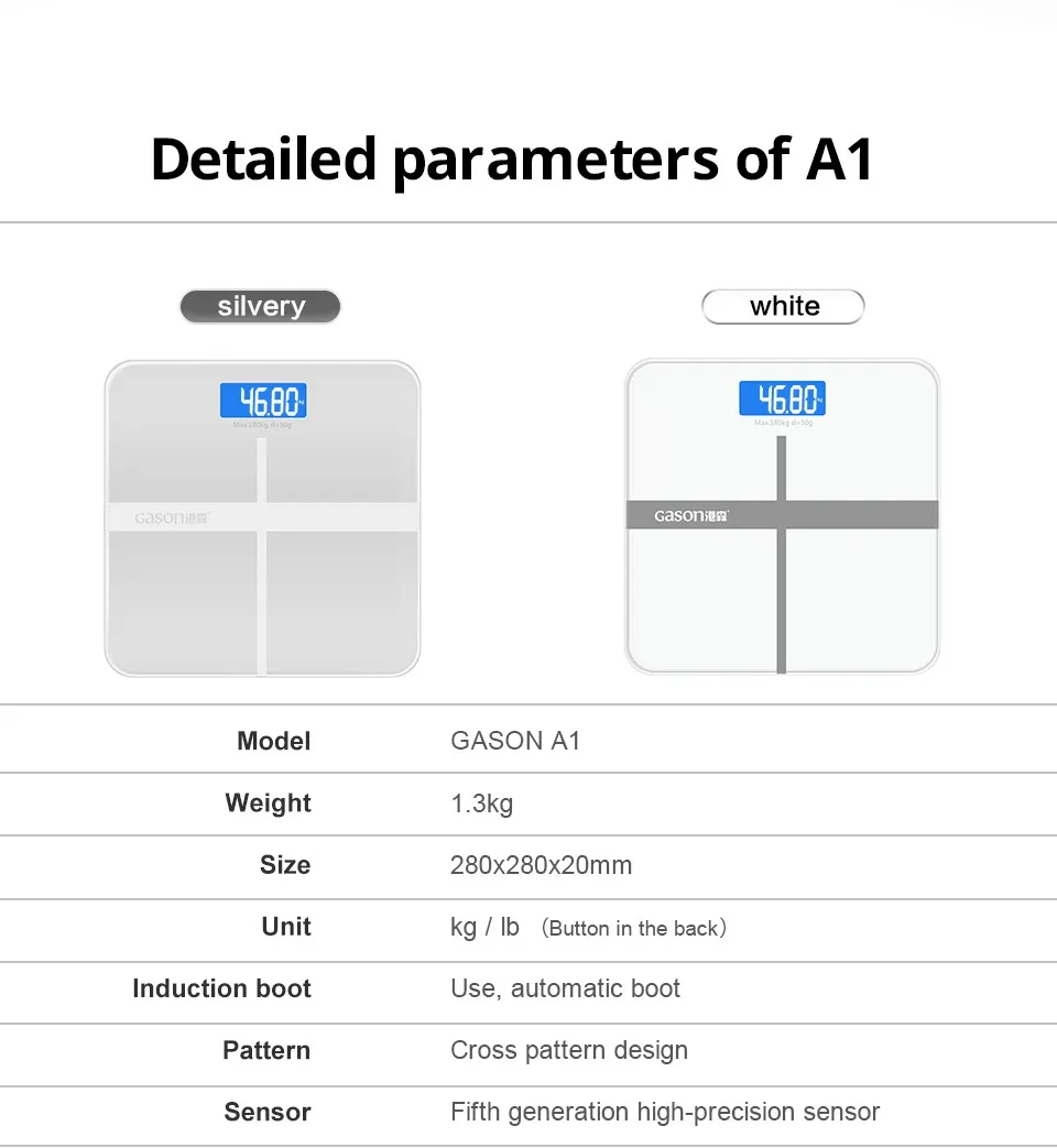 GASON A1 ЖК-дисплей бытовой электронный цифровой ванной определение веса весы машина для ванной комнаты Баланс весы Продукты Инструменты 180 кг