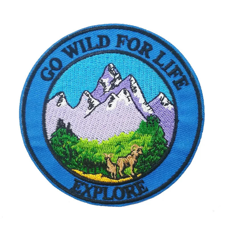 Нашивки с вышивкой утюгом GO WILD FOR LIFE 3 5 дюймов нашивки для одежды отдыха на природе