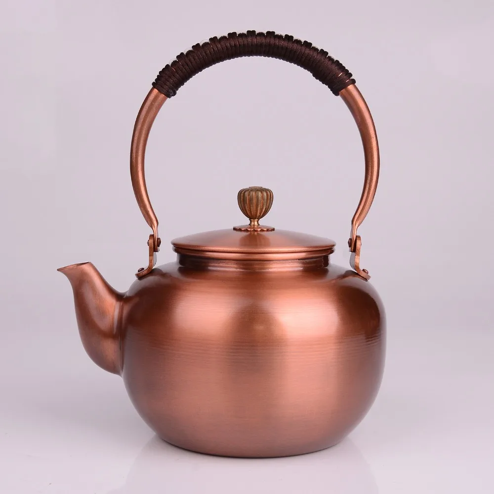 1.5L handmade copper teapot glass samovar ceramic enameled from clay
