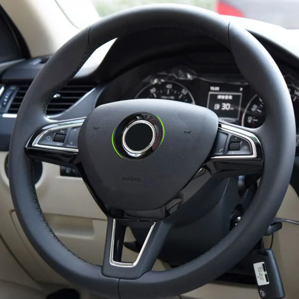 

Jameo Auto Black Car Steering Wheel Decoration Trim Stickers for Skoda Octavia Superb 2014 2015 2016 Yeti Rapid Octavia A7