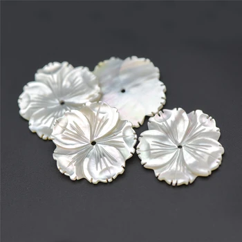 

White MOP Flowers Mother of Pearl 27mm Large -(V1126)/ 10pcs