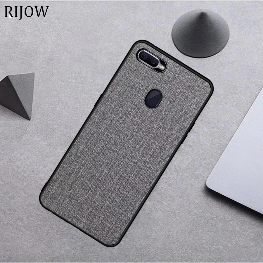 

RIJOW for OPPO F9 Pro Case Phone Cover Back PC Canvas+Soft Edge Full Protective Phone Cover For OPPO F9 Cases Business Fashion