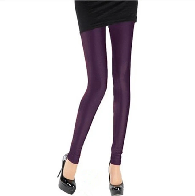 NDUCJSI неоновые леггинсы, высокие эластичные обтягивающие штаны, тонкие леггинсы для тренировок, Тонкие штаны, повседневные леггинсы спандекс, сексуальные однотонные Джеггинсы ярких цветов - Цвет: K036 Purple