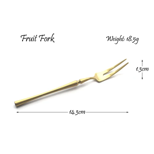 Золотой набор столовых приборов 304 нержавеющая сталь матовый нож вилка Западная столовая посуда набор кухонных принадлежностей - Цвет: Fruit Fork