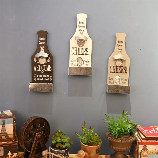 Metal Wood Wine Beer Bottles Opener Home Kitchen Bar Metal Wood Wine Beer Bottles Opener Home Kitchen Bar Wall Mounted Openers Kitchenware Barware