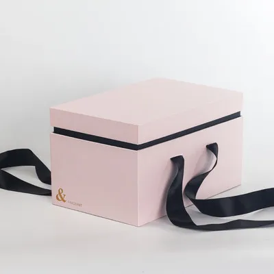 Двухслойная коробка для флориста с ручкой из ленты прямоугольная подарочная упаковка с сюрпризом - Цвет: 1