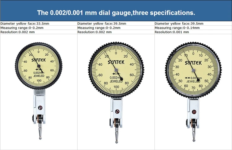 Syntek 0,002 мм аналоговый Дисплей рычаг индикатор ударопрочный циферблат тест 0-0,2 мм циферблат индикатор диаметр 33,5 мм Микрометр