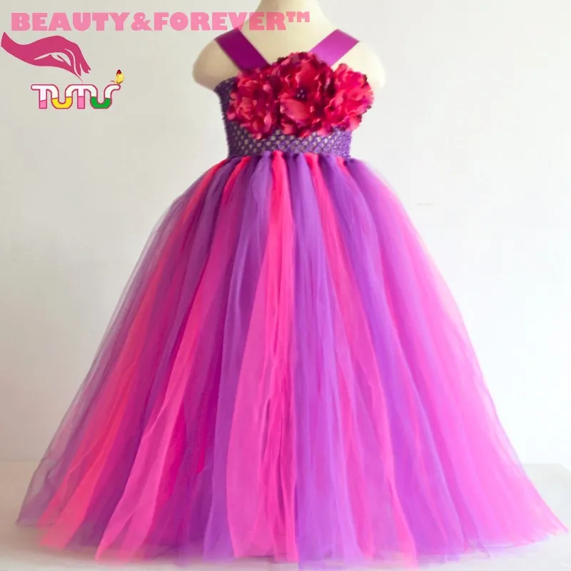 pink and purple flower girl dresses