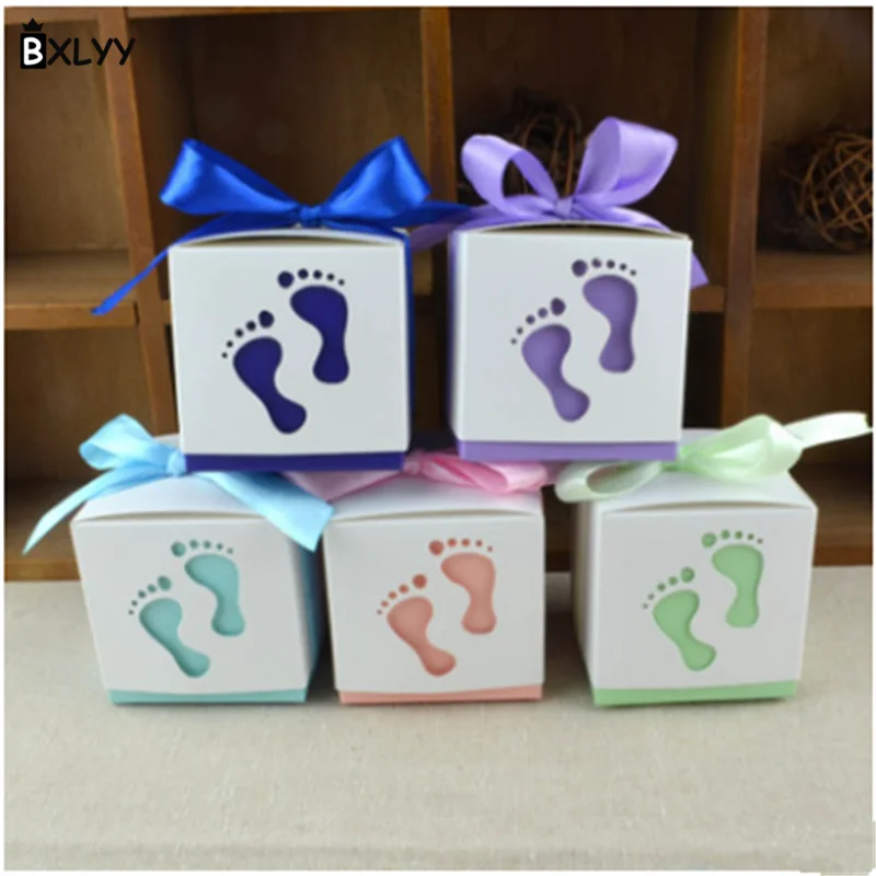 

BXLYY Creative Baby Footprints Candy Box Full Moon Wedding Gift Box Feet Candy Box Wholesale Birthday Party Decorations Kids.8z