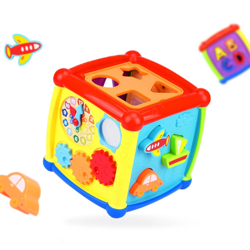 

Multifunctional Musical Toys Toddler Baby Box Music Electronic Toys Gear Clock Geometric Blocks Sorting Educational Toys