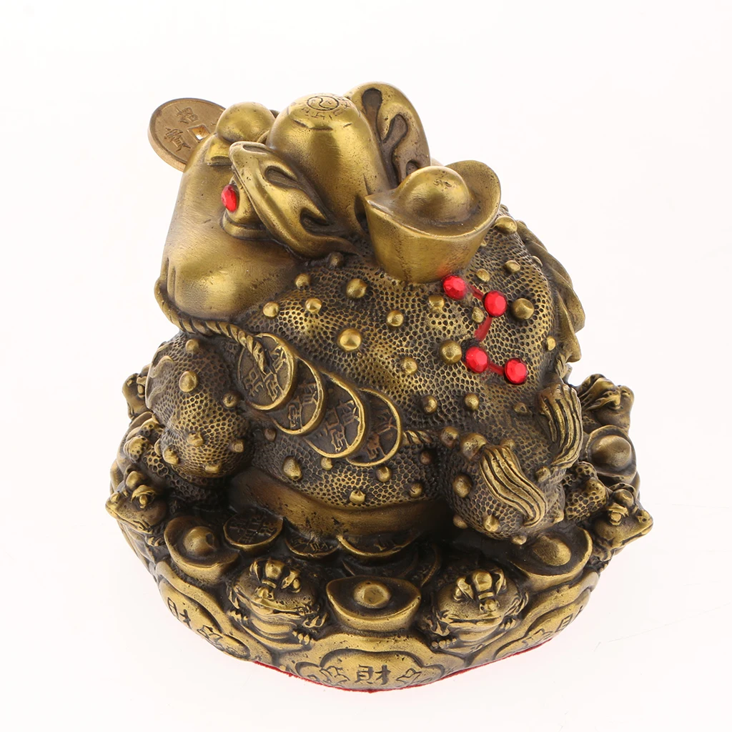 Feng Shui Toad Money LUCKY Fortune Wealth Chinese Golden Frog Toad Coin Home Office Decoration Tabletop Ornaments Gifts