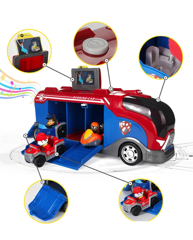 Paw Patrol автомобиль раздвижная команда большой грузовик игрушка музыка Спасательная команда игрушка Patrulla Canina Juguetes Фигурки игрушки рождественские подарки