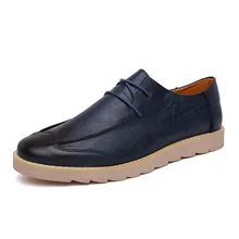 Primavera otoño moda Vintage personalidad hombres ocio cuero zapatos Brockden puntadas dedo del pie joven Oxfords