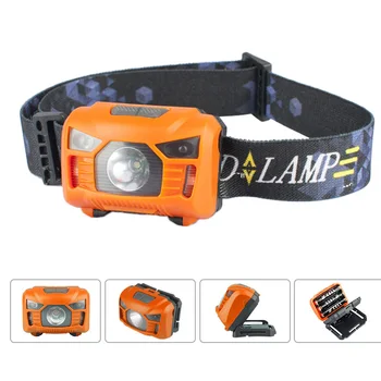 

Hot Selling LED Sensor Headlamp Mini Headlight with Headband Camping Fishing Flashlight Head Torch Lamp