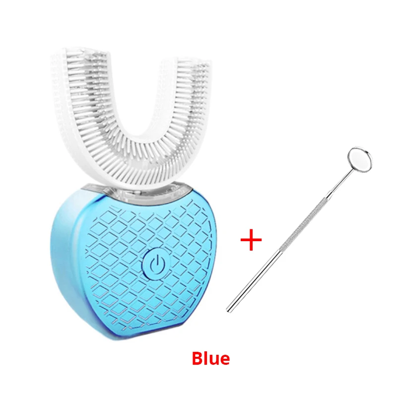 Ультразвуковая Автоматическая мощная быстрая зубная щетка, зарядка через usb, сильная вибрация, 360 градусов, зубная Чистящая сменная насадка для зубной щетки - Цвет: blue