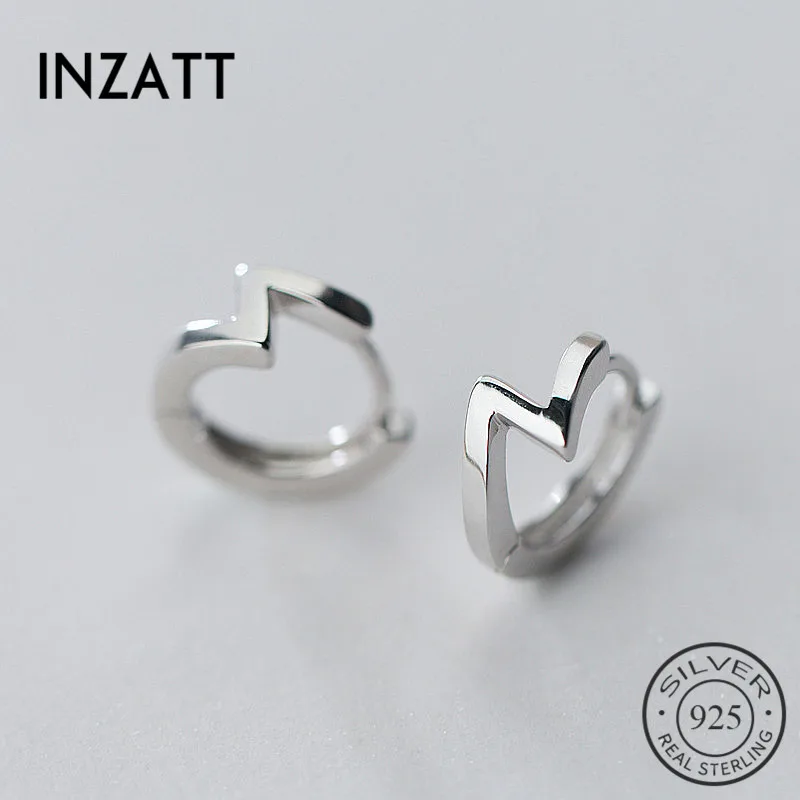 

INZATT Trendy MInimalist Geometric Wave Hoop Earrings Charm 925 Sterling Silver Fine Jewelry For Women Birthday Accessories