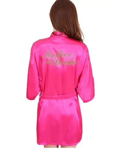RB91 Fashion Silk Bride of Mother Robe with Gold Letter Sexy Women Short Satin Wedding Kimono Sleepwear Get Ready Robes women sleepwear bride robes silk robe sleepwear pajamas