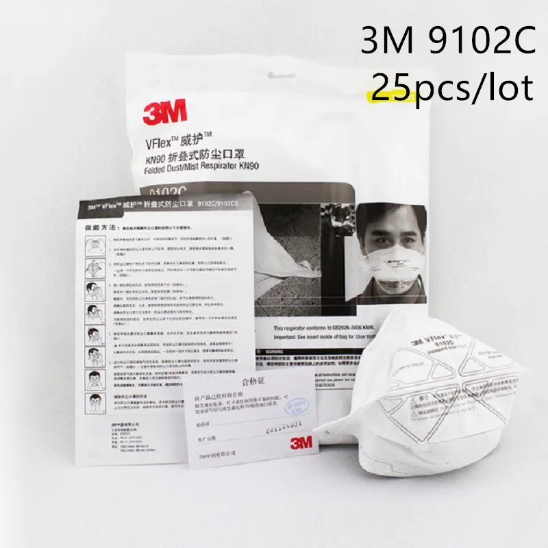 

25pcs 3M 9102C Dust Mask Safety Protective Foldable Particulate Matter Respirator Anti Dust Bacteria Anti-second Hand Smoke