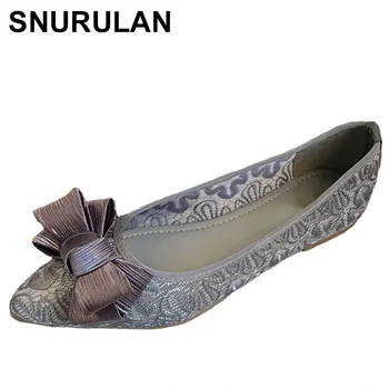 

SNURULAN Pointed toe Flats Shoes Women Fashion Shoes Elegant Bowknot Women's Flats Office Ladies Brand Shoes Plus Size 41E277