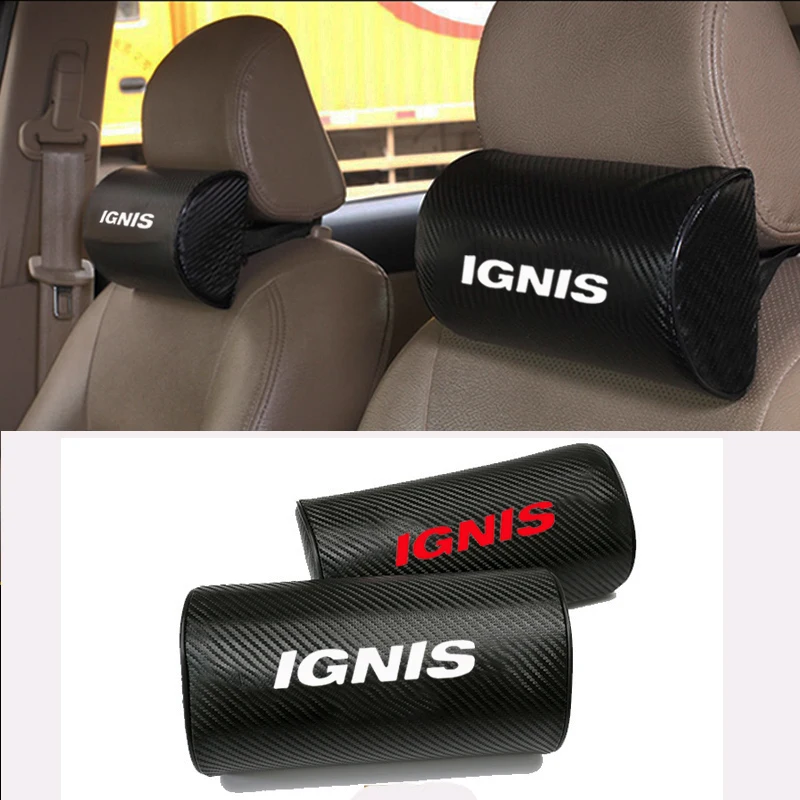 

Carbon Fiber Texture PU Leather Auto Car Seat Head Neck Rest Cushion Neck Support Safety Pillow Headrest Pad For Suzuki Ignis