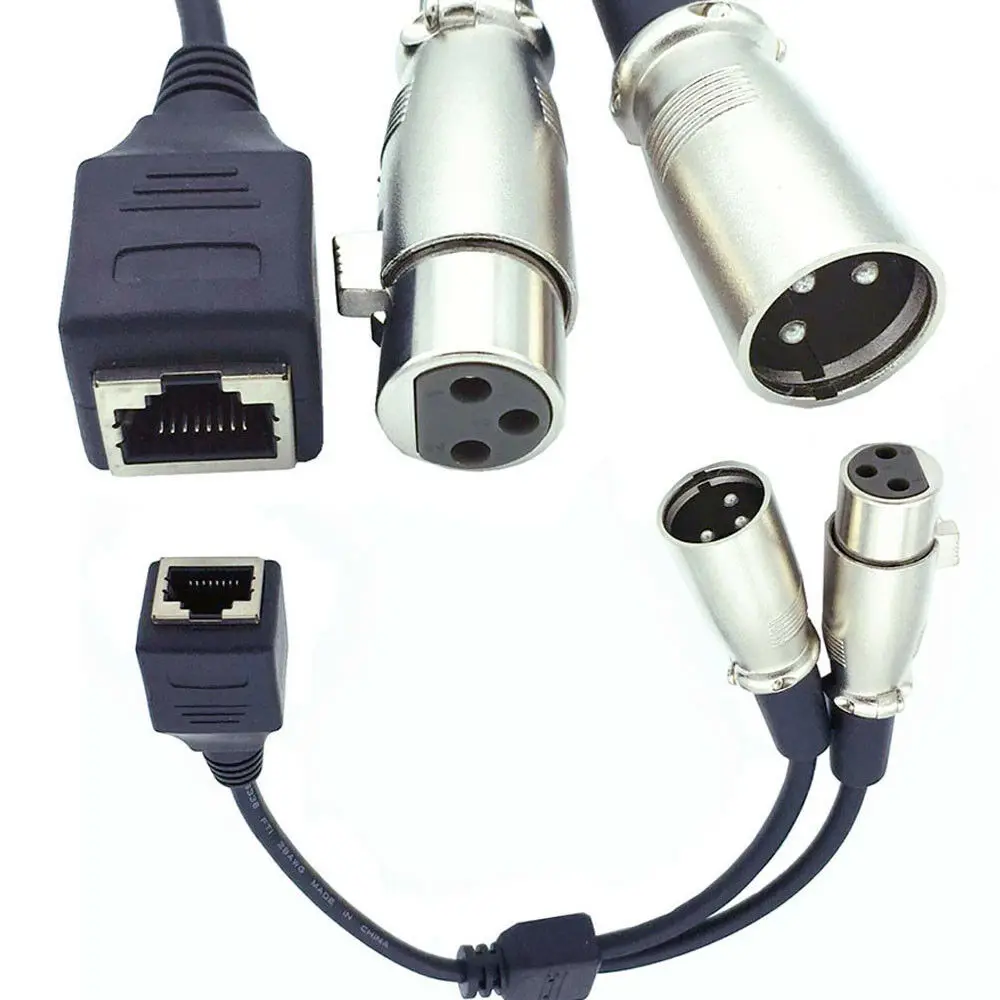 

XLR 3 Pin Female+Male To RJ45 Female Network Adapter Connector Cable(25cm)
