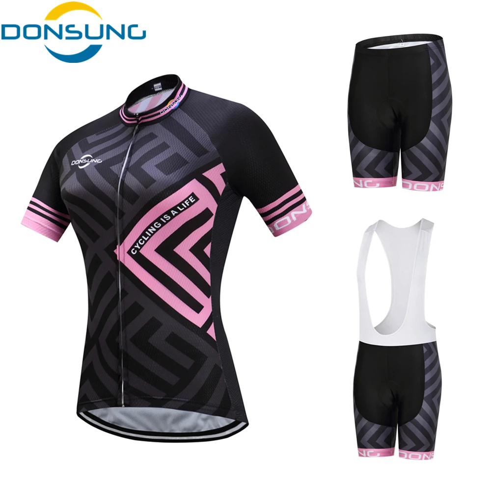 

DONSUNG Brand Cycling Set Women 2018 Pro Bicycle Team MTB Cycling Clothing Short Sleeve Cycling Sets Summer Cycling Jersey Set