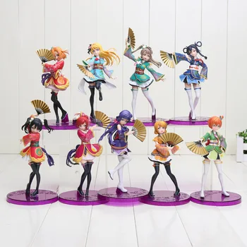 

15-19cm Anime Love Live PVC Figure Honoka Minami Kotori Sonoda Umi Yazawa Niko with Fans Cute Girls Model Doll for Collection