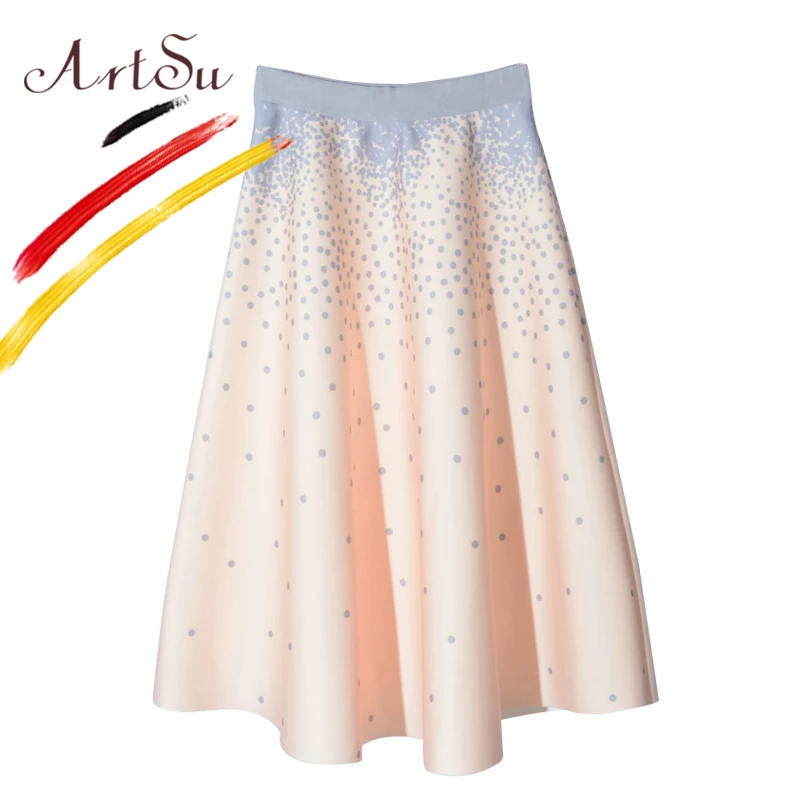 

ArtSu Audrey Hepburn Style Tutu Skirt Maxi Skirts 2017 Winter Loose Pleated Skirt Saia Multi-Printed Women Party Skirt ASSK20056