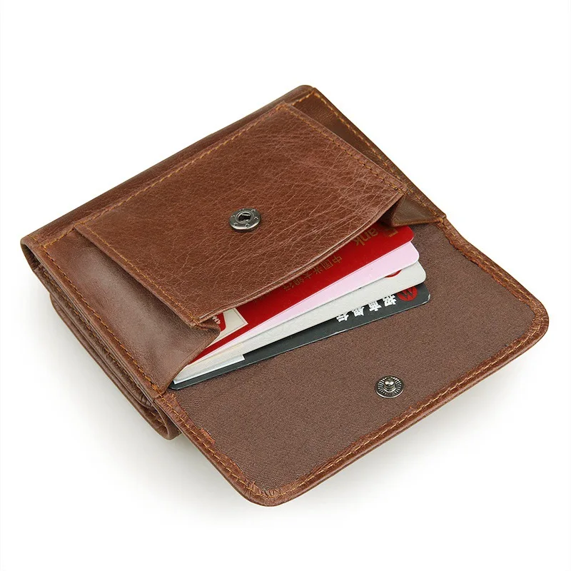 

Men Genuine Leather Credit Card Wallets Short ID Card Holders Wallet