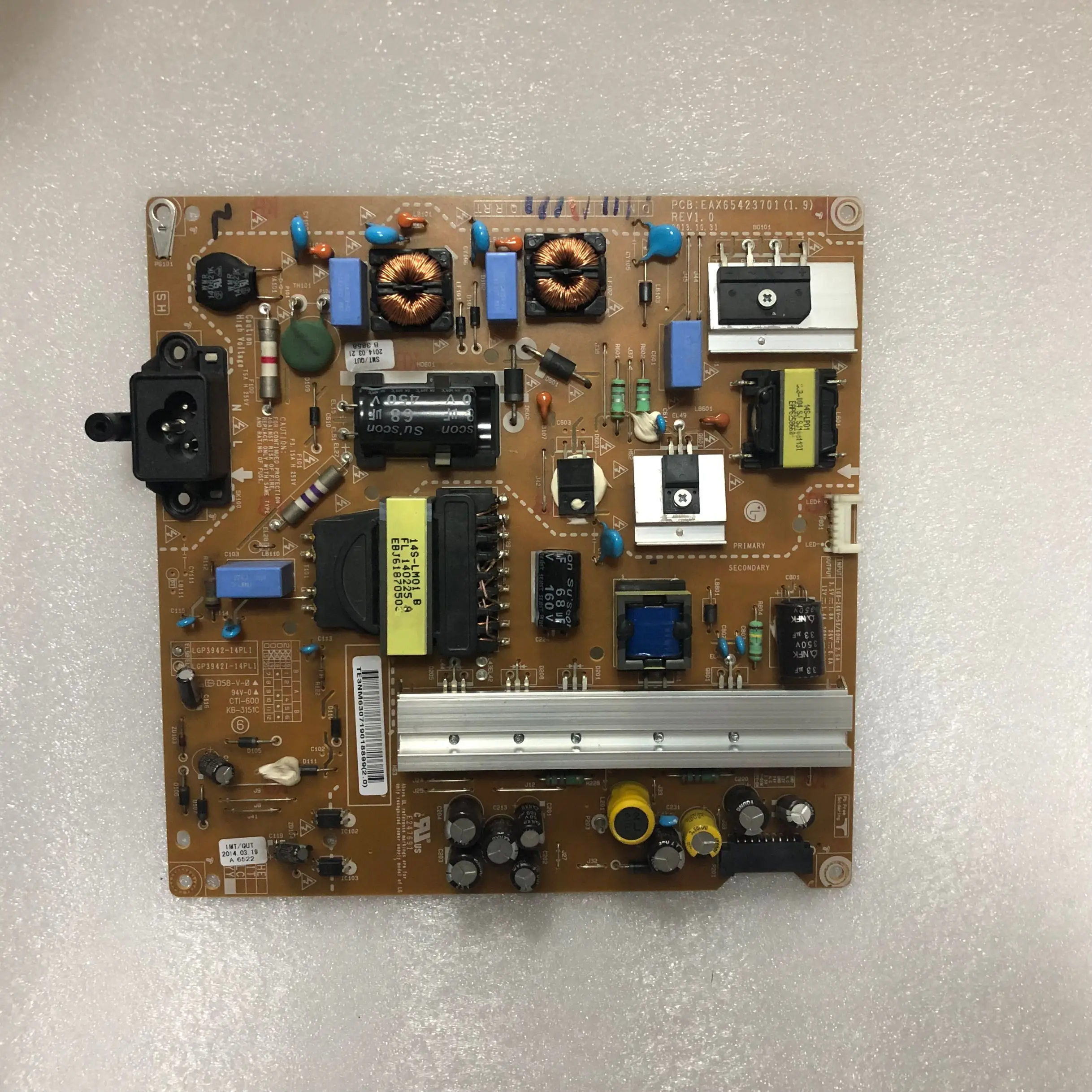 

free shipping 100% test work for LG 42inch TV 42LB5610-CD POWER BAORD EAX65423701 LGP3942-14PL1