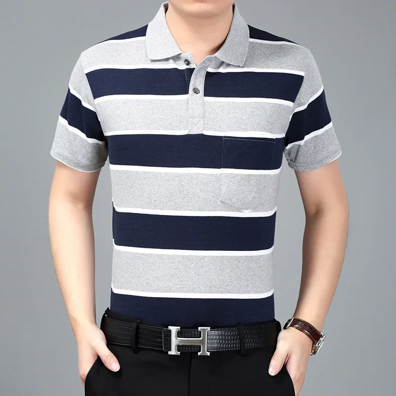 Стиль среднего возраста спортивная рубашка блузка рубашка с лацканами короткими рукавами Бейсбол блузка Одежда для отца - Цвет: H03