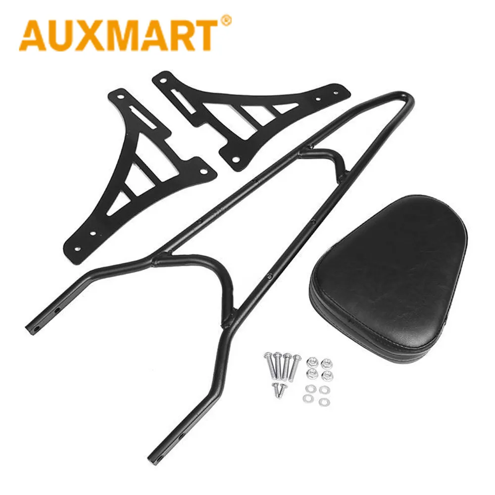 

Auxmart Matt Black Motorcycle Seat Covers Solid Iron Metal Sissy Bar For Harley Sportster XL883 XL1200