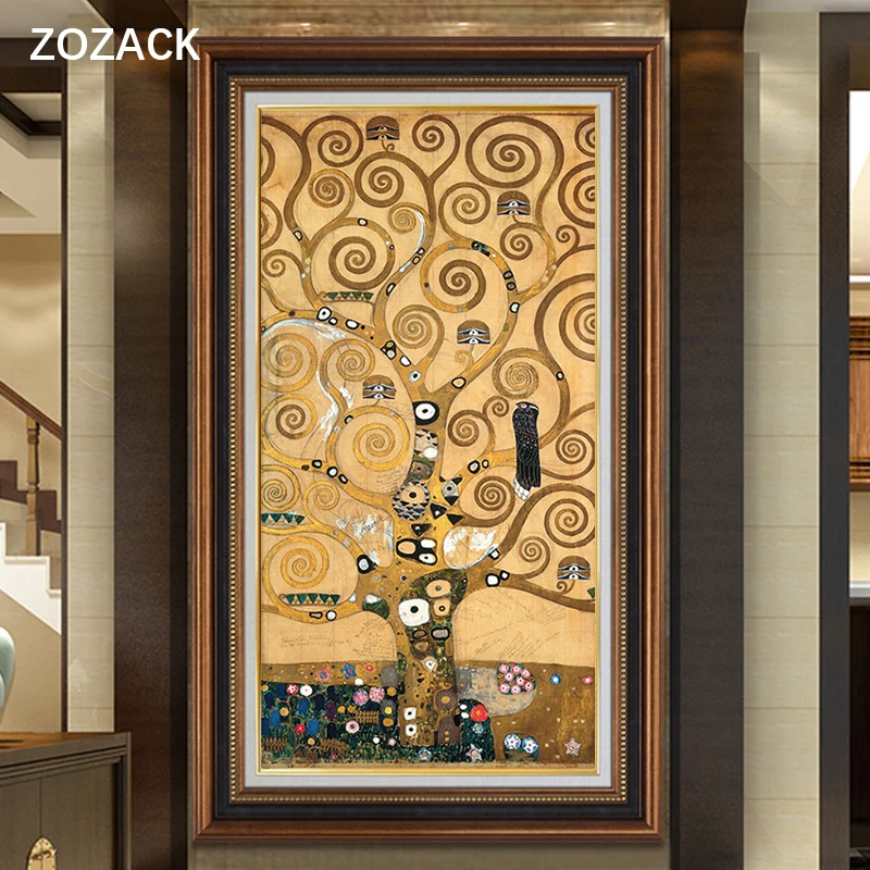 

Zozack Needlework,Sets For full Embroidery kits,Home decor,tree of Life,plants,Printed embroidered cloth,Dmc,Diy,Cross stitch