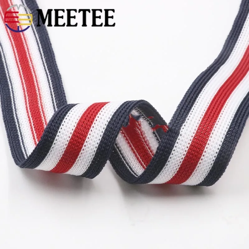 

Meetee 23meters 2-4cm Polyester Inter-color Knitting Webbing Warp Stripe Lace Webbing DIY Garment Sewing Decorative Accessories