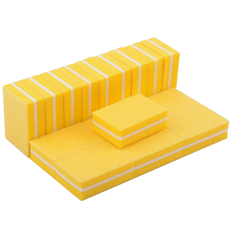 

20Pcs Mini Nail File Polish Sanding Washable Yellow Nail Care Buffing Double Sided Papersand Nail Art Pedicure Manicure Tool