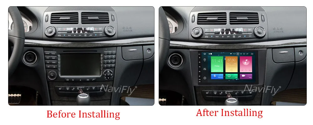 Best NaviFly 4G+32G Android 8.0 Car Radio for Mercedes/Benz E Class W211 CLK/W209 w219 car stereo head unit car multimedia player gps 2