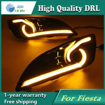 

Free shipping !12V 6000k LED DRL Daytime running light case for Ford Fiesta 2013-2015 fog lamp frame Fog light Car styling