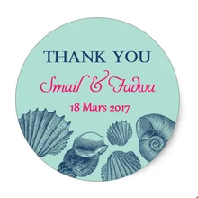 Пользовательские Свадебные морские раковины пляжные классические круглые наклейки, персонализированные свадебные наклейки s, этикетки или бирки, Индивидуальные Имя и дата