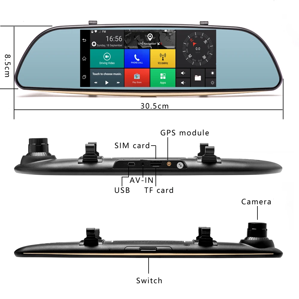 Авто Full HD 1080P видео рекордер камера gps заднего вида 7 дюймов Dash Cam Автомобильный