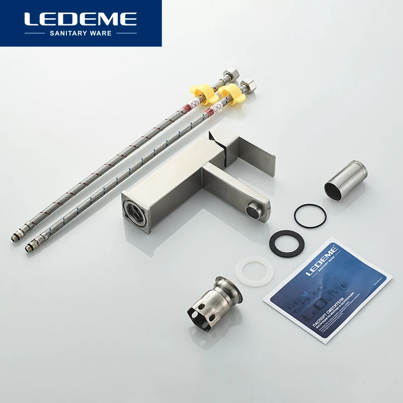 Preise LEDEME Bad Becken Wasserhahn Bad Wasserhahn Heiß Kalt Wasser Waschbecken Armaturen Edelstahl Einzigen wasser Becken Mixer Wasserhähne L71033