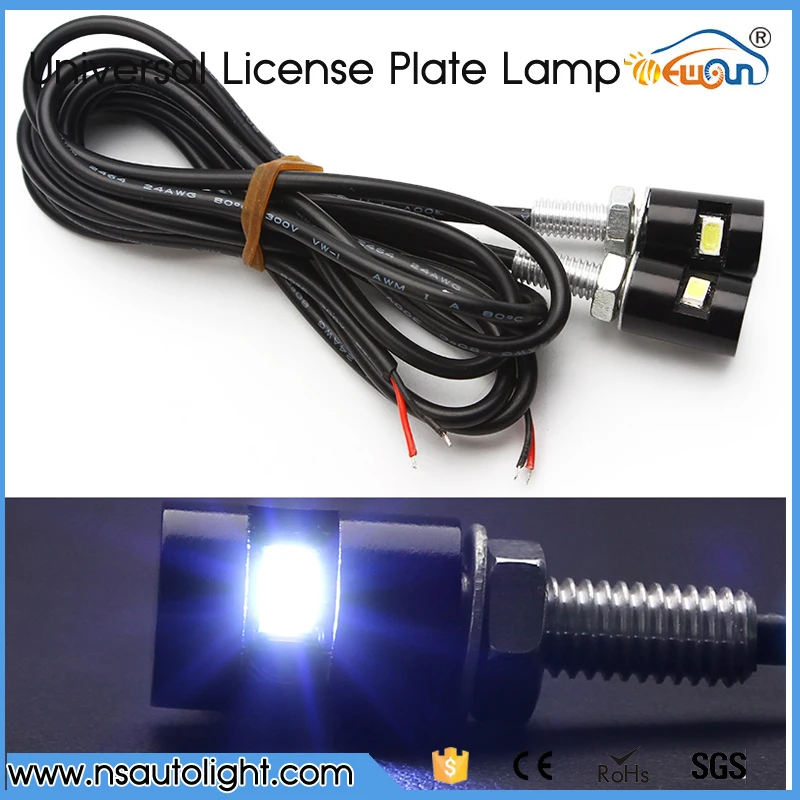 2pcs/lot 12V Screw Bolt Light Motorcycle LED License Plate Lights Car