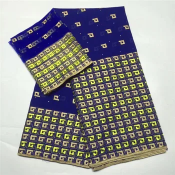 

Nigerian Royal Blue Swiss Lace Fabrics 5 Yards Swiss Voile Lace With 2 Yards Embroideried French Tulle Lace For Dress