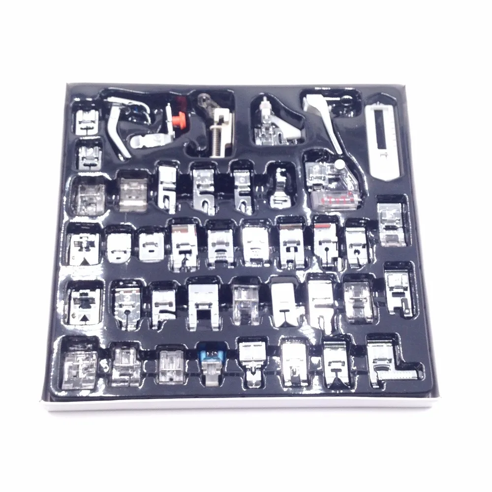 

CAMMITEVER 42pcs/set Sewing Knitting Domestic Machine Blind Stitch Darning Presser Foot Feet Kit Set Edge Joining Babylock