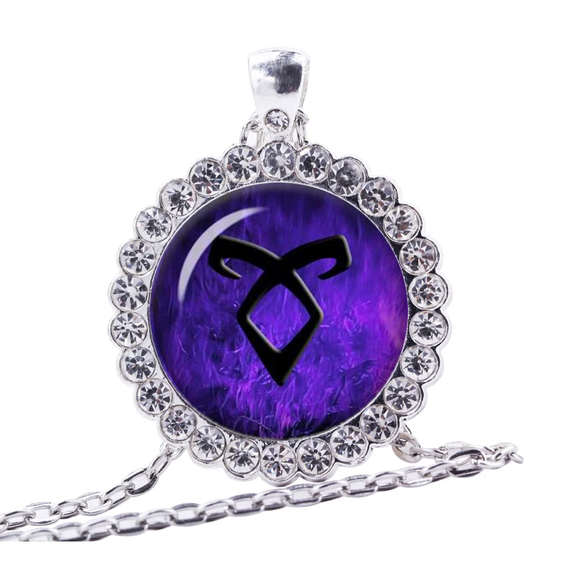 

City of Bones Necklace Vintage Angelic Power Rune Jewelry angelic mortal instruments Glass dome Pendant