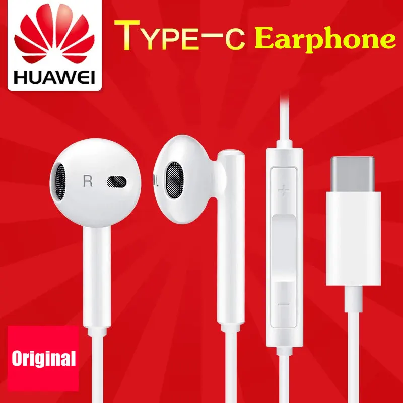 

Original HUAWEI Earphone Eerbuds USB TYPE C Earpiece + Mic Volume Control For Mate 10 20 Pro P10 P20 Pro nova 4 V20 note 10