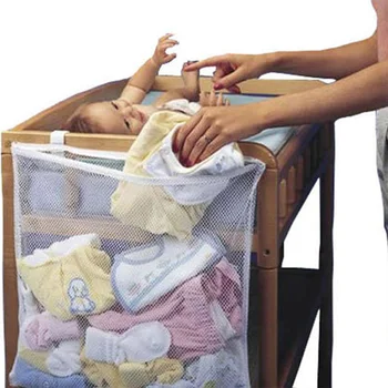 

2019 New Baby Crib Mesh Bag Newborn Bedside Pouch Bumper Infant Diaper Organizer Pouch Toddler Clothes Container